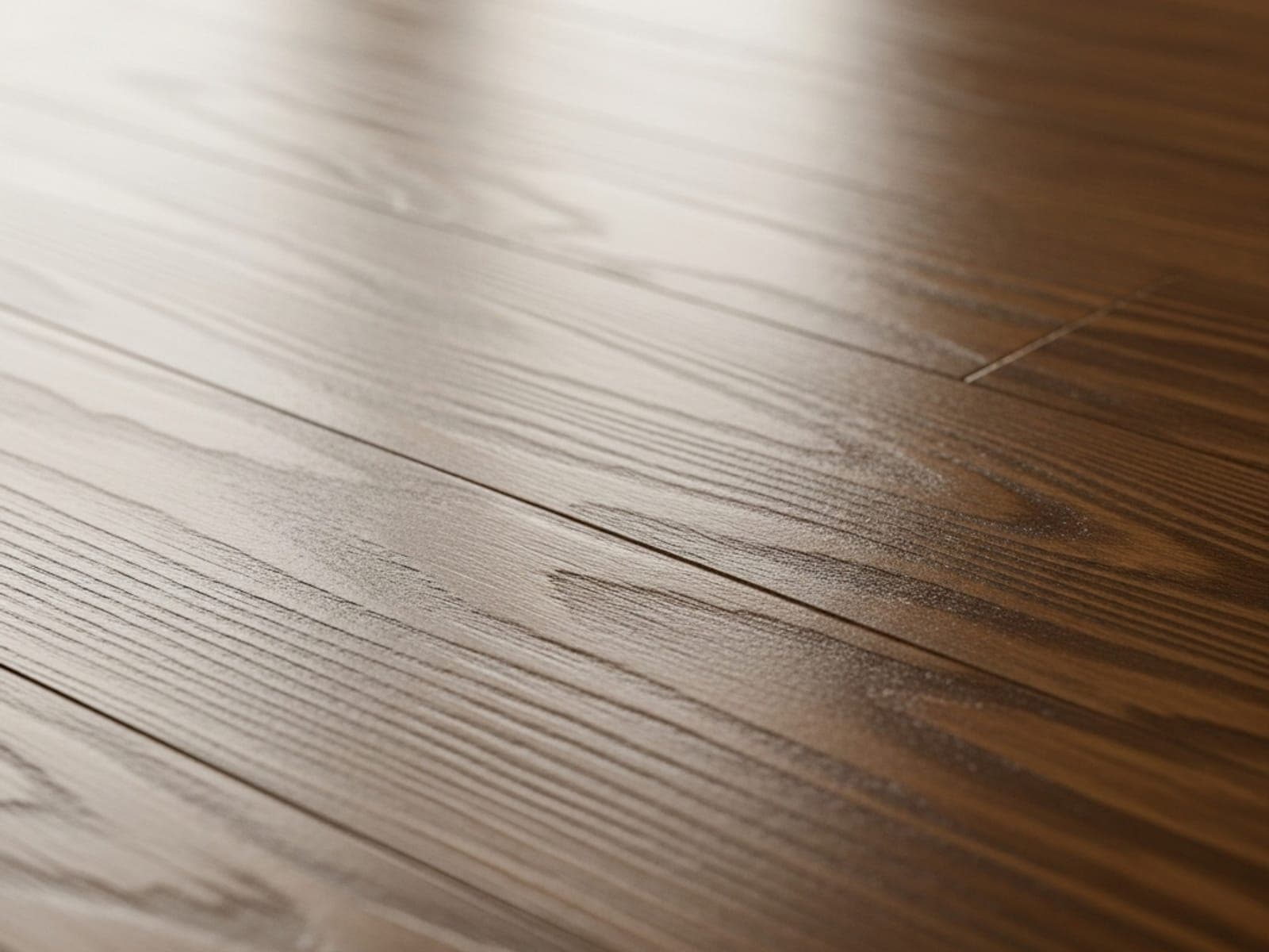 Close view of plank flooring seams and wood grain